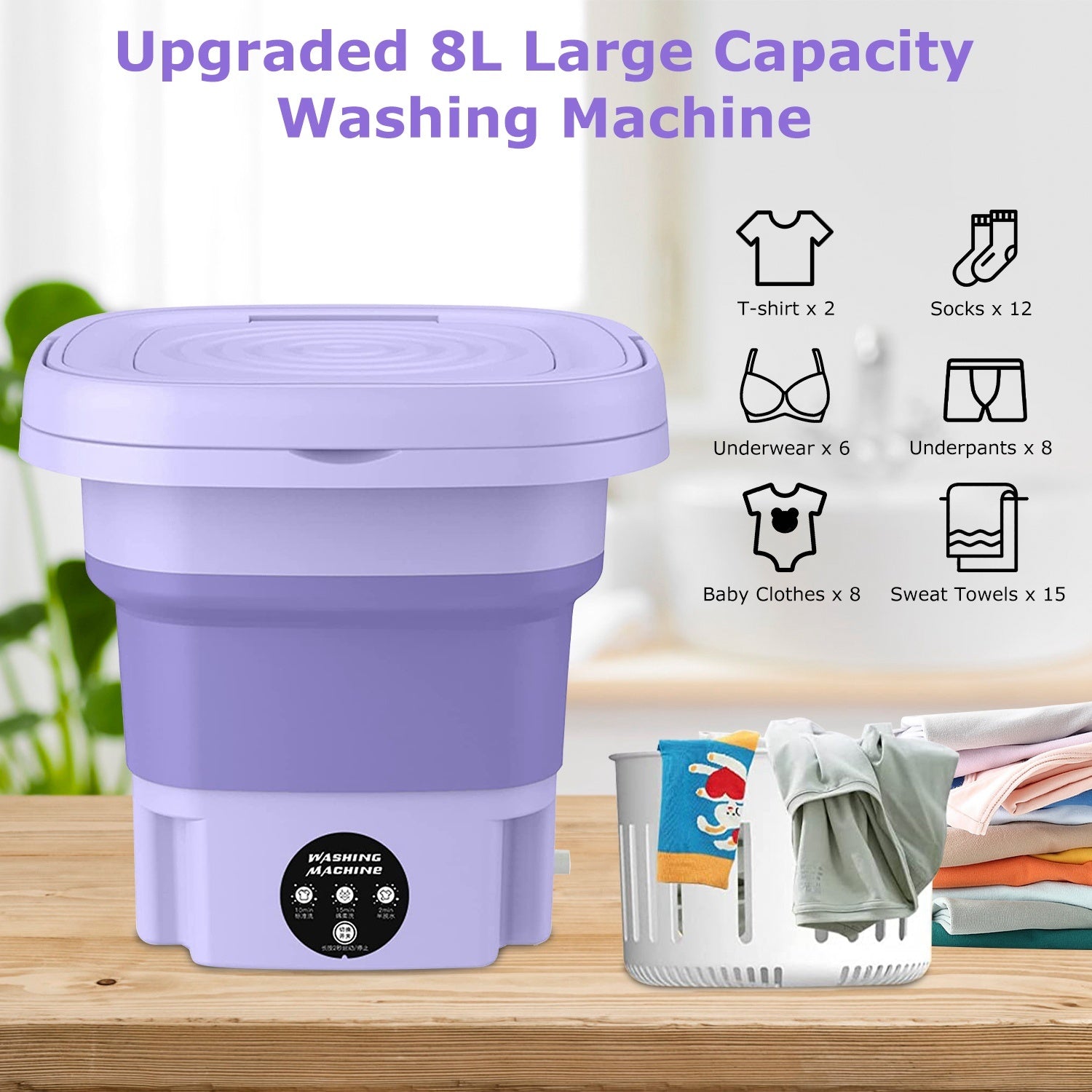 1Pc Portable Washing Machine Foldable Laundry Machine