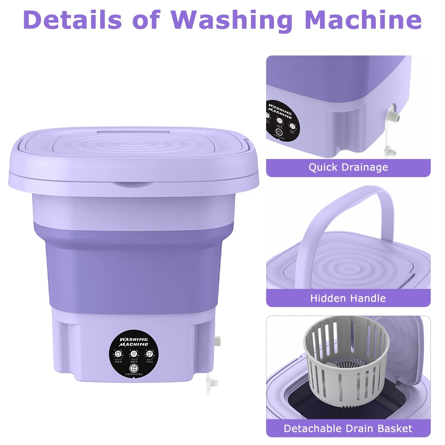 1Pc Portable Washing Machine Foldable Laundry Machine