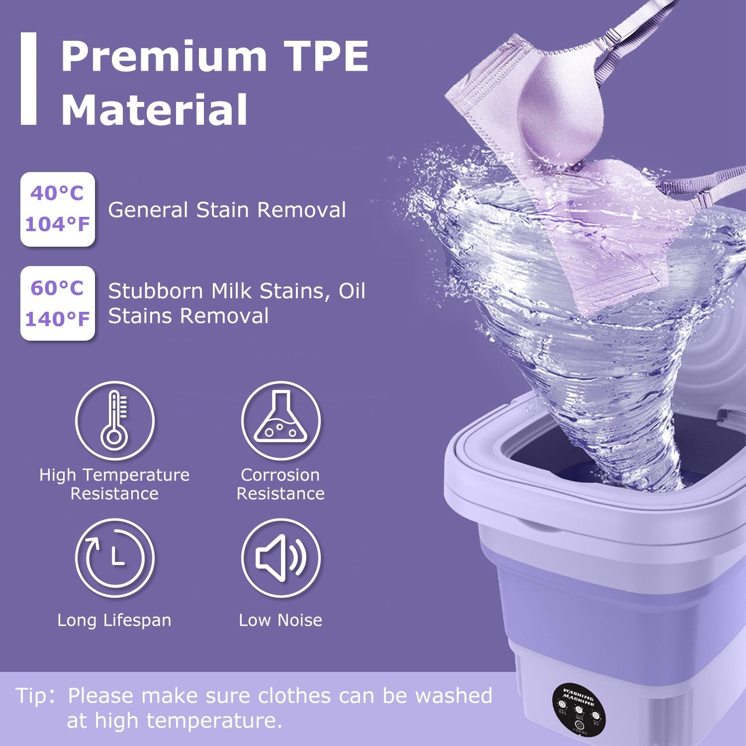 1Pc Portable Washing Machine Foldable Laundry Machine